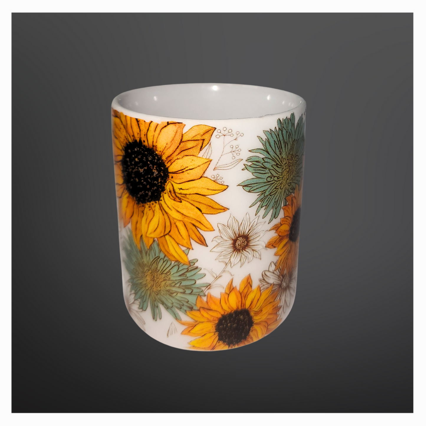 Taza Blanca de Girasoles
