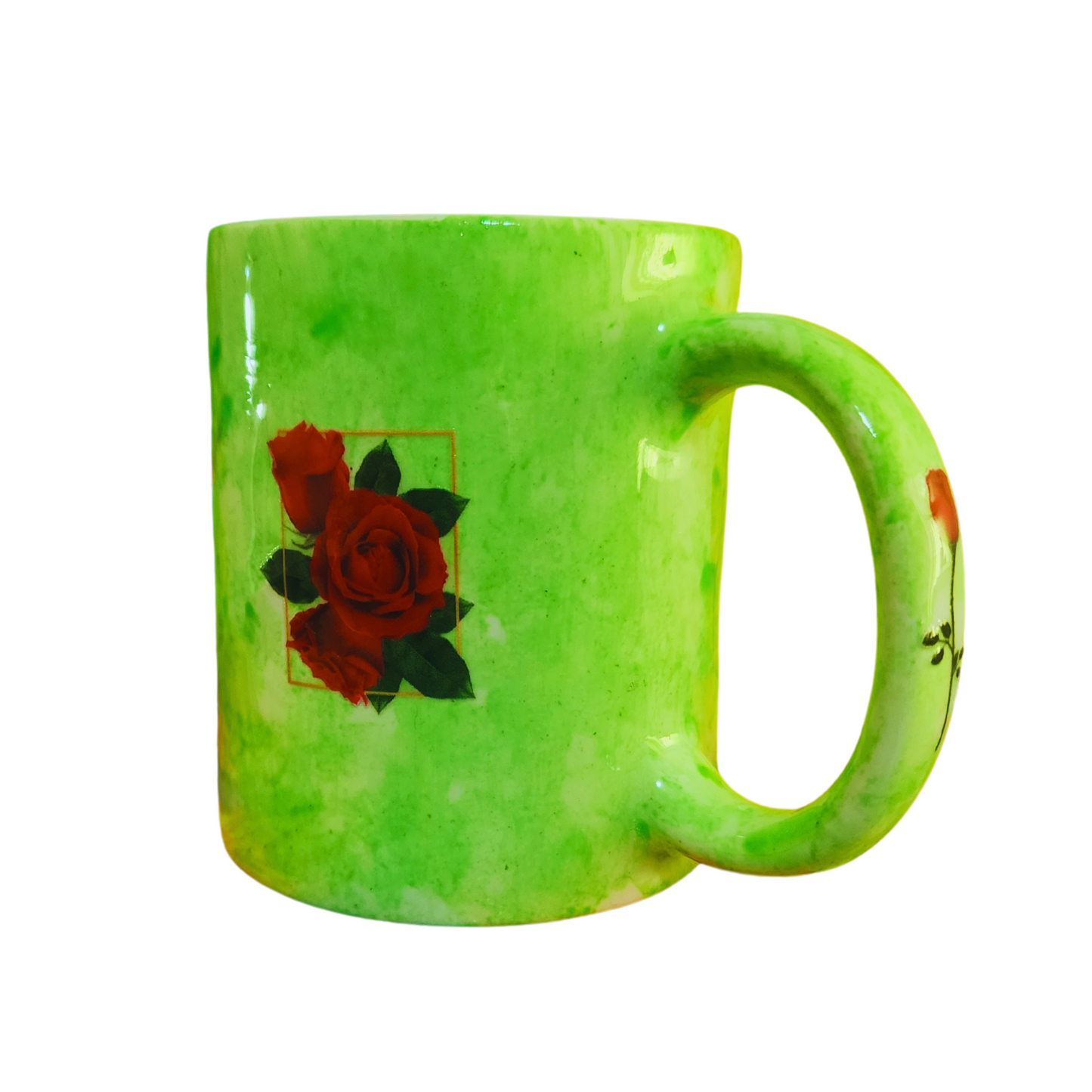 Taza Verde con Rosas