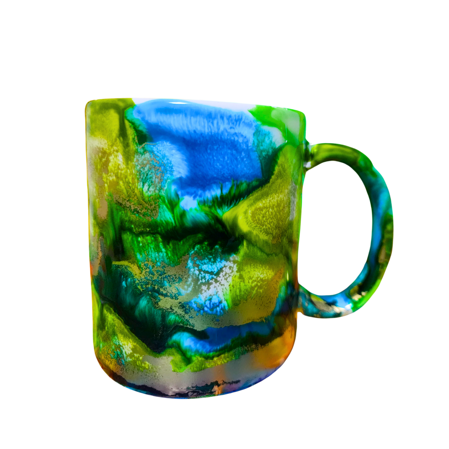 Taza con Diseño Verde y Azul