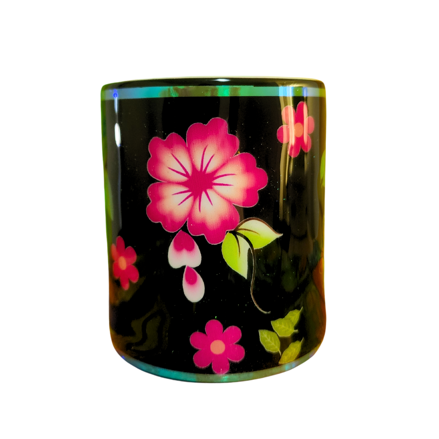 Taza de Flores Negra