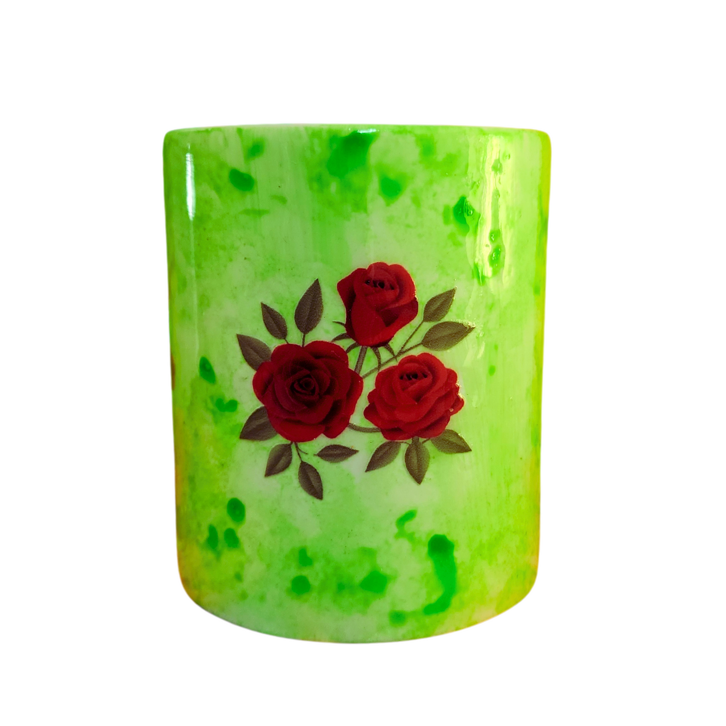 Taza Verde con Rosas