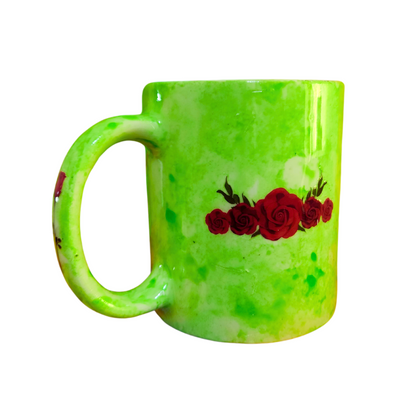 Taza Verde con Rosas