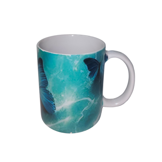 Taza Azul de Mariposas Sublimada