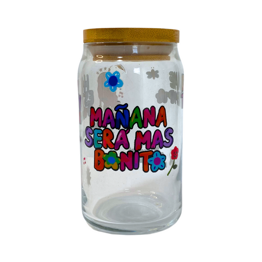 Vaso de Vidrio Doble Pared "Mañana Sera Bonito"