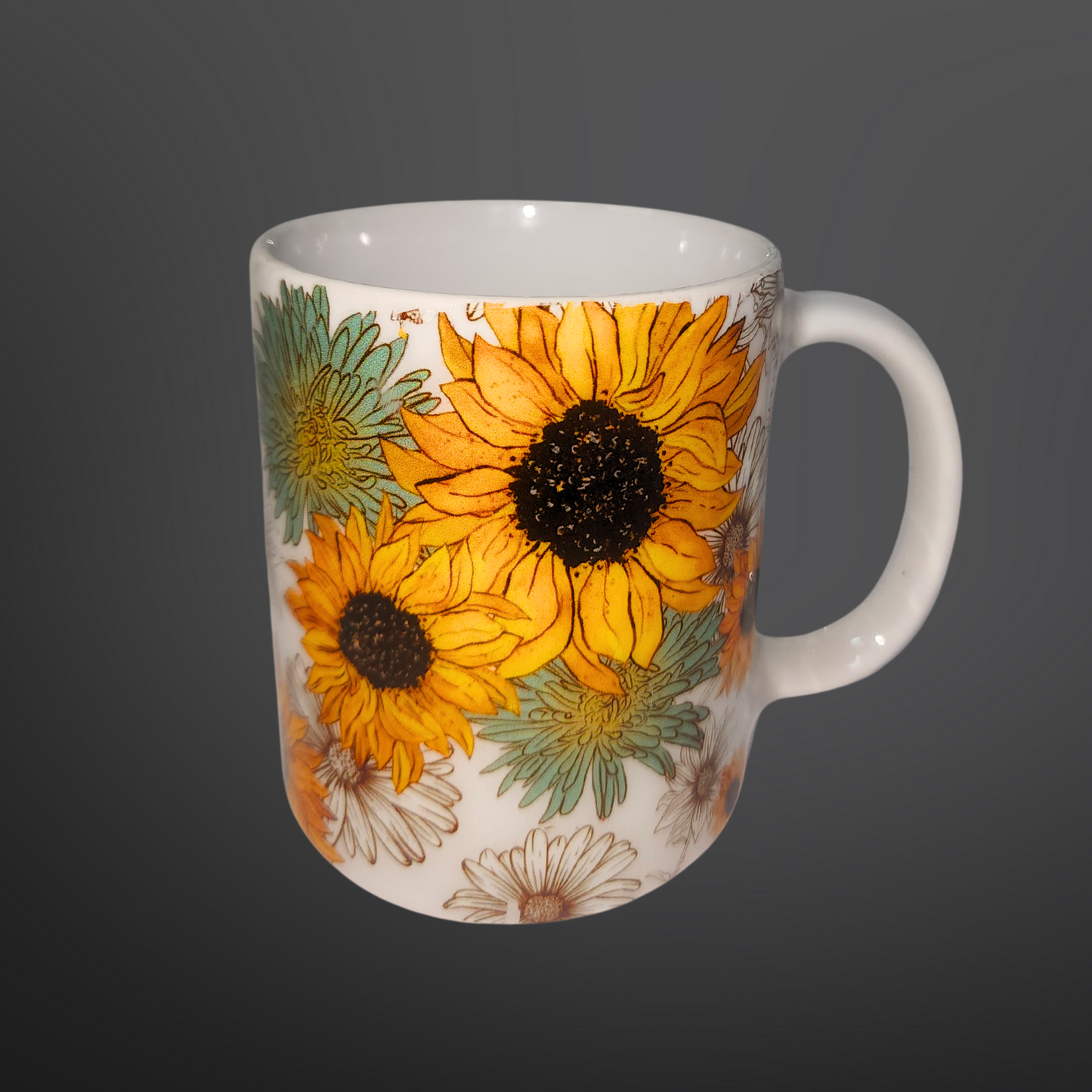 Taza Blanca de Girasoles