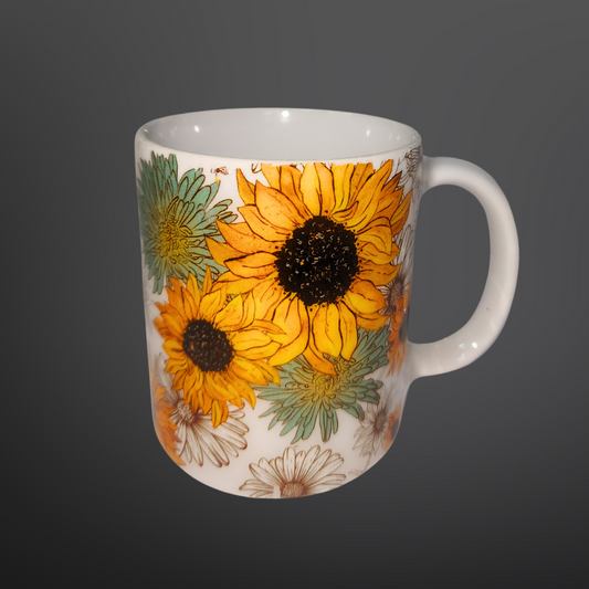 Taza Blanca de Girasoles